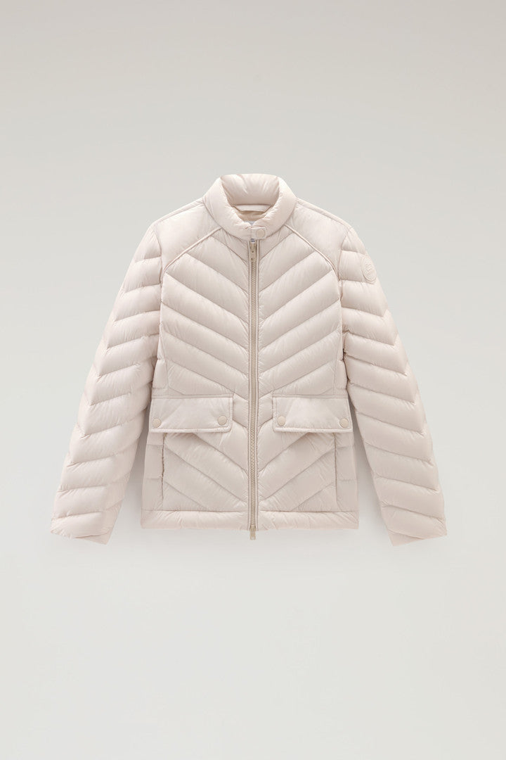 Short Padded Jacket with Chevron Quilting (Harbor Green) - Detail View 12