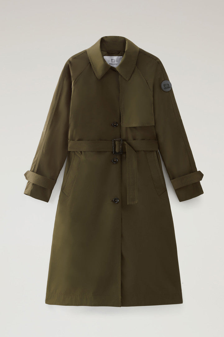Trench Coat in Urban Touch Fabric with Belted Waist (Feather Beige) - Detail View 7