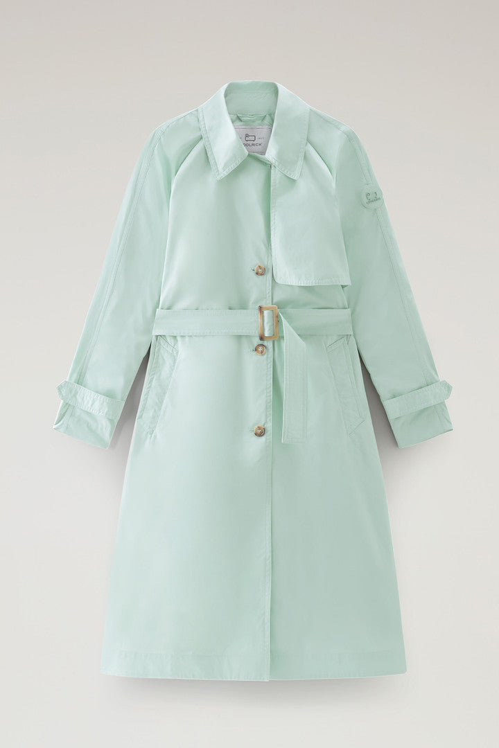 Trench Coat in Urban Touch Fabric with Belted Waist (Feather Beige) - Detail View 6