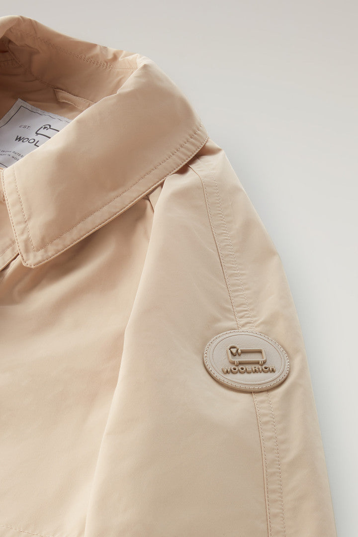 Trench Coat in Urban Touch Fabric with Belted Waist (Feather Beige) - Detail View 2