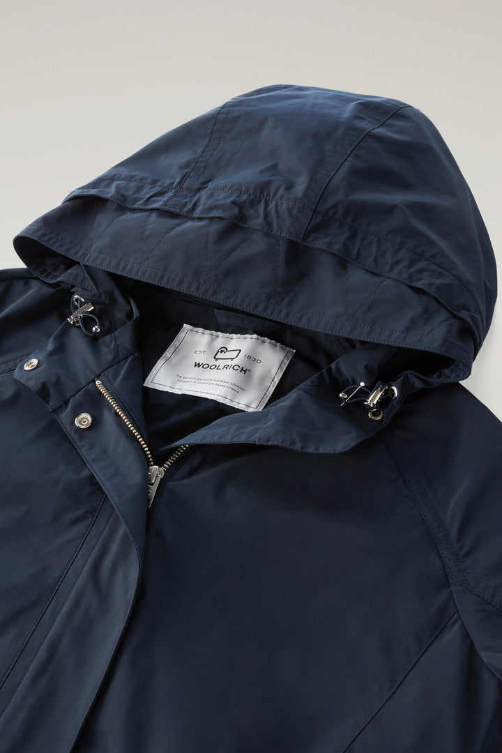 Long Summer Parka in Urban Touch Fabric with Hood (Feather Beige) - Detail View 1