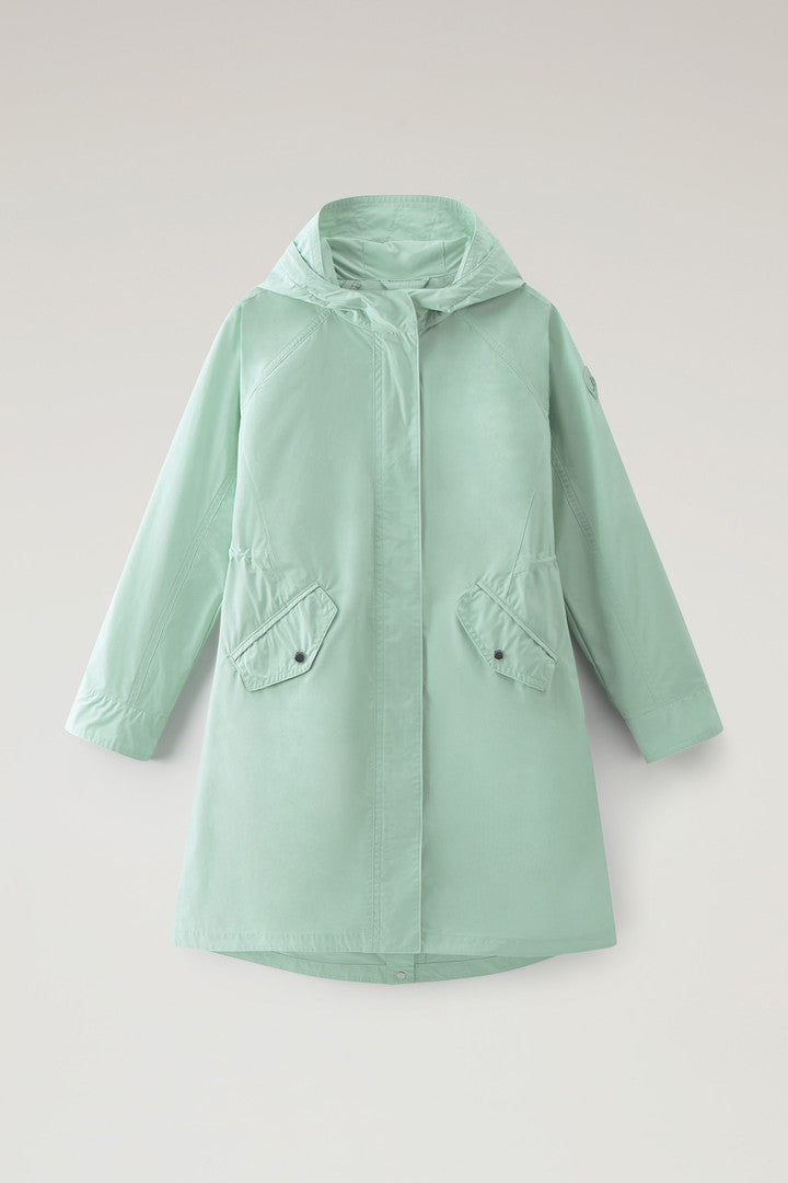 Long Summer Parka in Urban Touch Fabric with Hood (Feather Beige) - Detail View 8