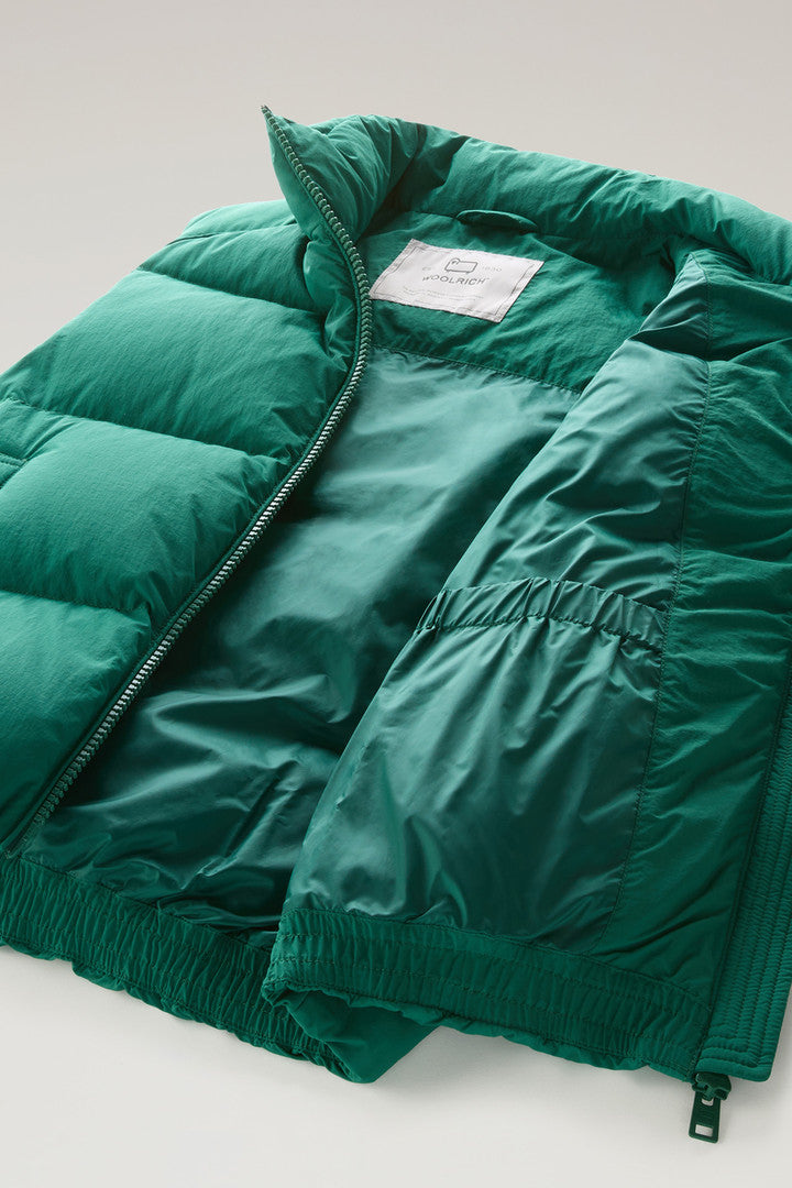 Quilted Vest in Eco Taslan Nylon (Evergreen) - Detail View 4