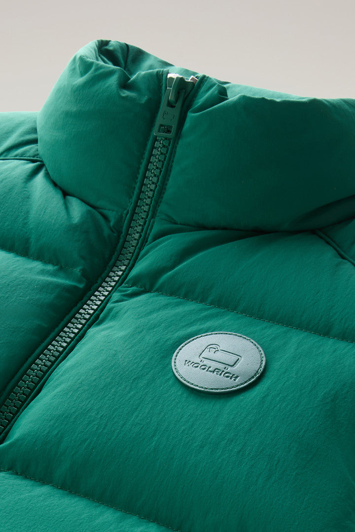 Quilted Vest in Eco Taslan Nylon (Evergreen) - Detail View 2