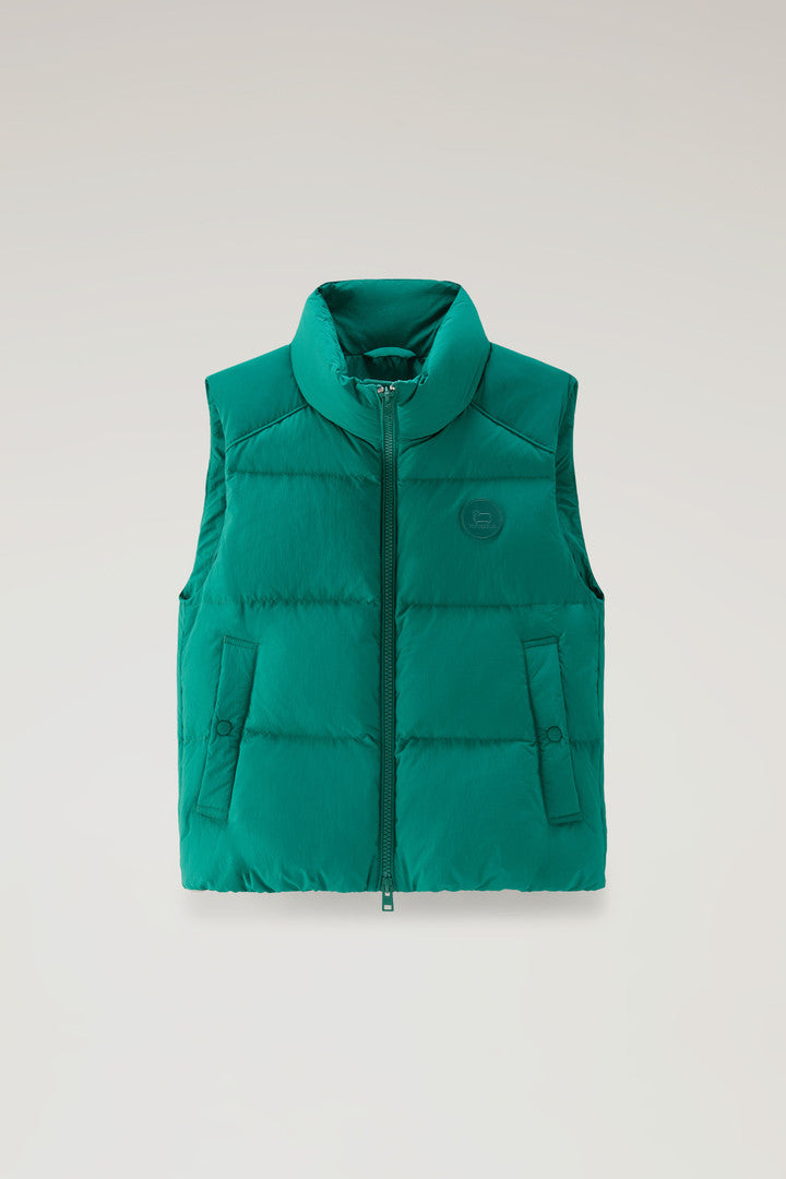 Quilted Vest in Eco Taslan Nylon (Smoky Rose) - Detail View 1