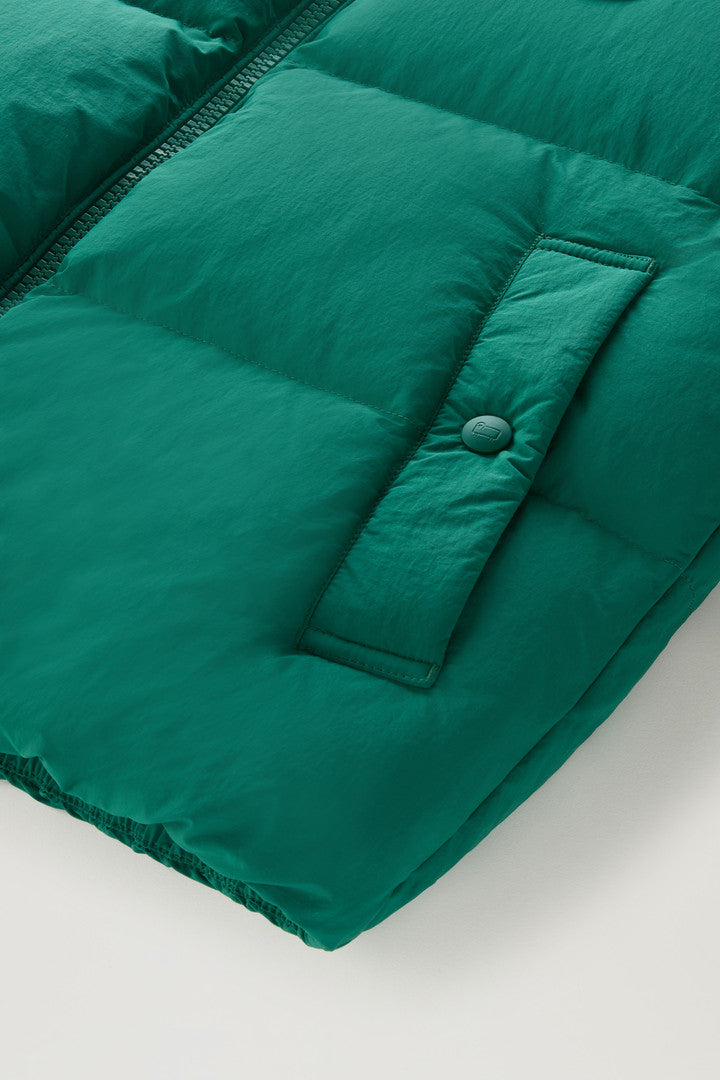 Quilted Vest in Eco Taslan Nylon (Evergreen) - Detail View 3