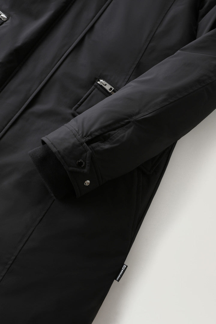 Mahan Fox Long Parka with detachable hood (Black) - Detail View 4