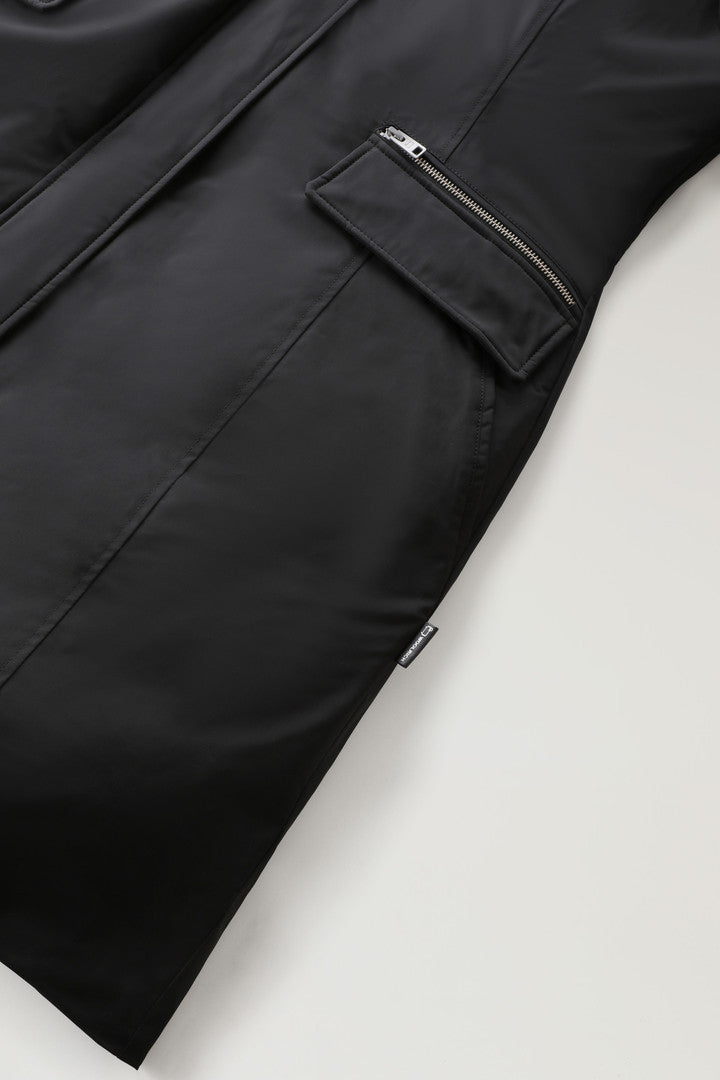 Mahan Fox Long Parka with detachable hood (Black) - Detail View 3