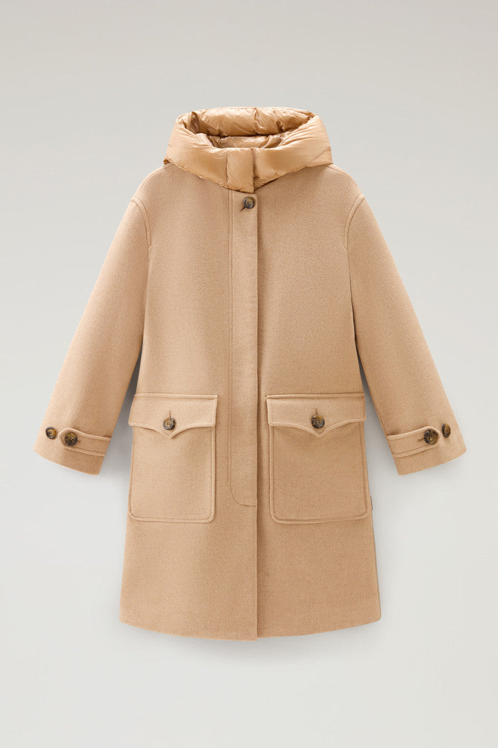 2-In-1 Parka in Recycled Manteco Wool Blend (Suede Brown) - Main View