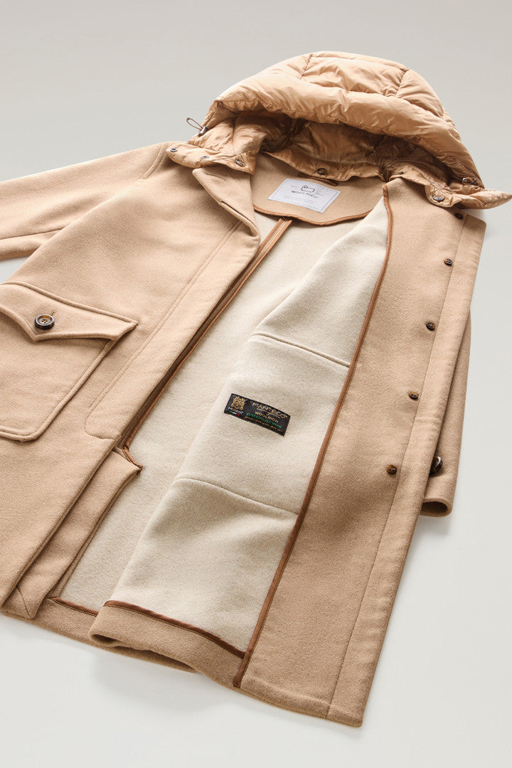 2-In-1 Parka in Recycled Manteco Wool Blend (Suede Brown) - Detail View 4