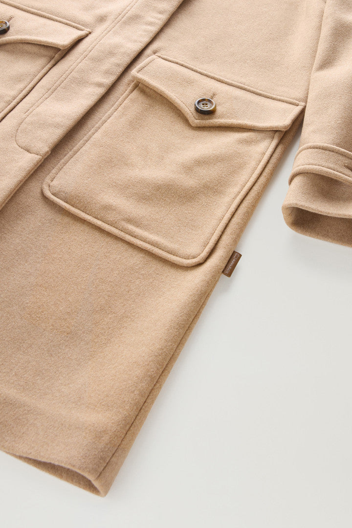 2-In-1 Parka in Recycled Manteco Wool Blend (Suede Brown) - Detail View 3