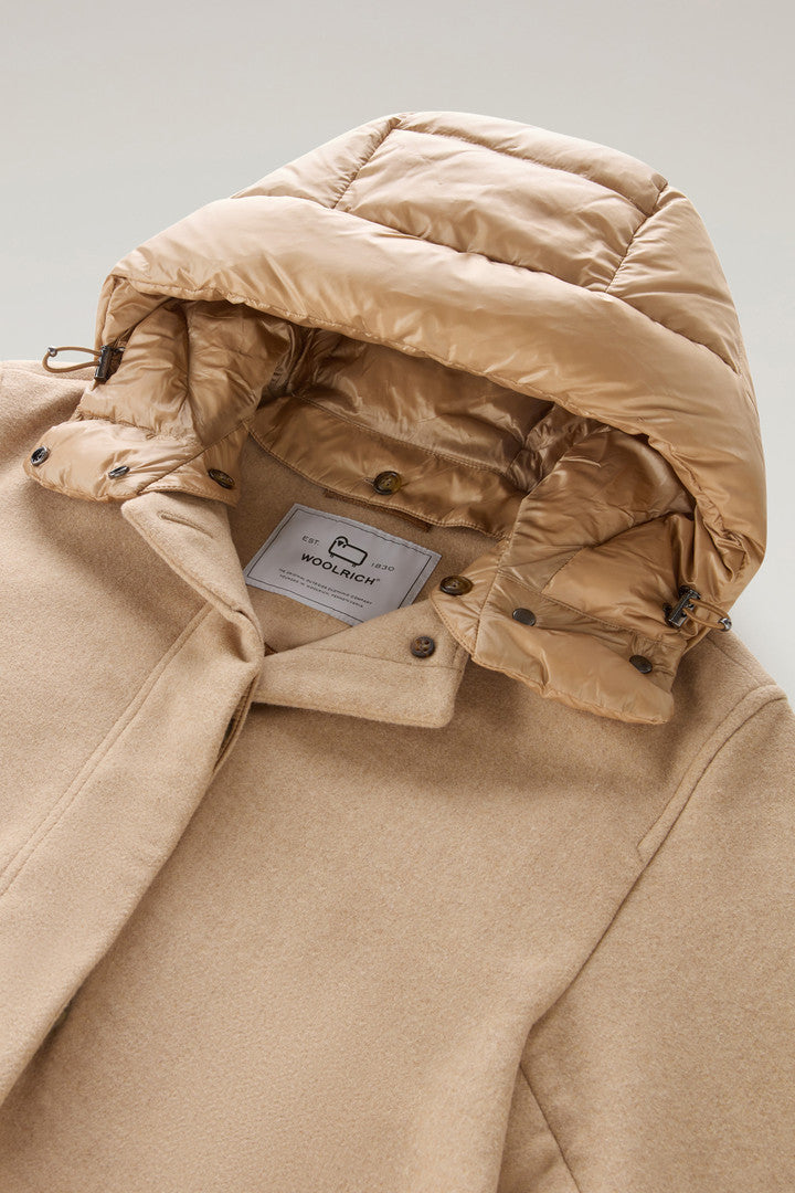2-In-1 Parka in Recycled Manteco Wool Blend (Suede Brown) - Detail View 1