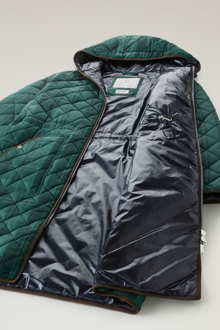 Quilted Patchwork Parka with Satin Nylon Lining (Spruce Green Patchwork) - Detail View 4