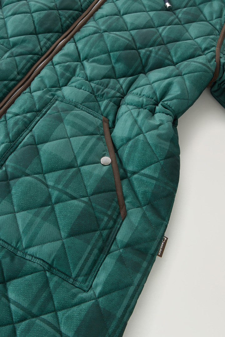 Quilted Patchwork Parka with Satin Nylon Lining (Spruce Green Patchwork) - Detail View 2