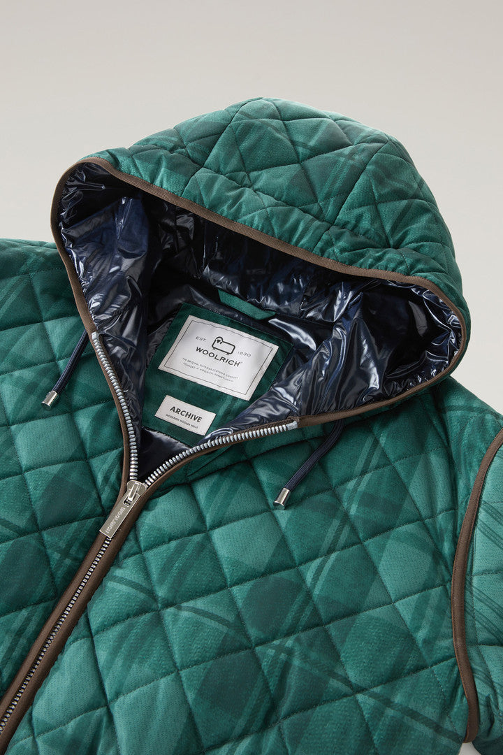 Quilted Patchwork Parka with Satin Nylon Lining (Spruce Green Patchwork) - Detail View 1