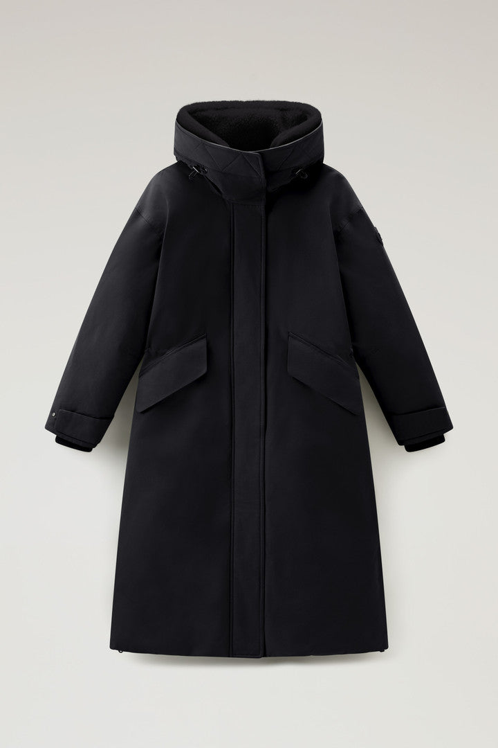 Long Parka in Brushed Ramar Cloth (Tundra Grey) - Detail View 1