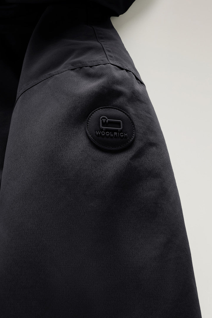 Long Parka in Brushed Ramar Cloth (Black) - Detail View 3