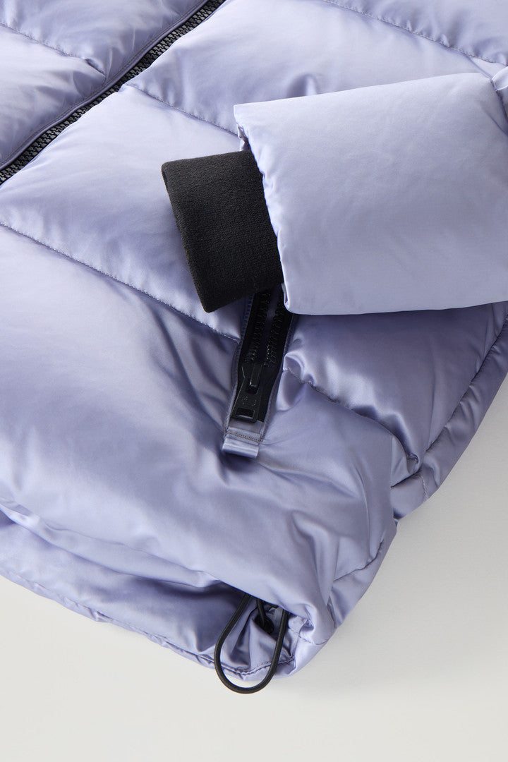 Down Jacket in Nylon Satin (Black) - Detail View 5