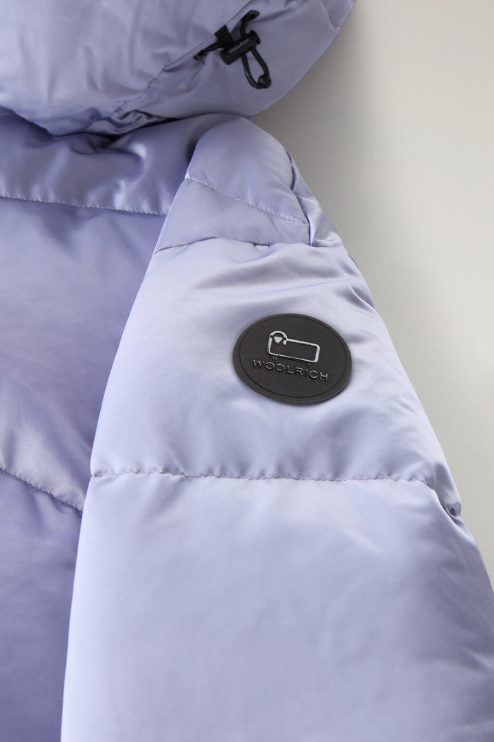 Down Jacket in Nylon Satin (Silver Sky) - Detail View 4