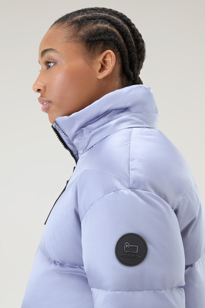 Down Jacket in Nylon Satin (Silver Sky) - Main View
