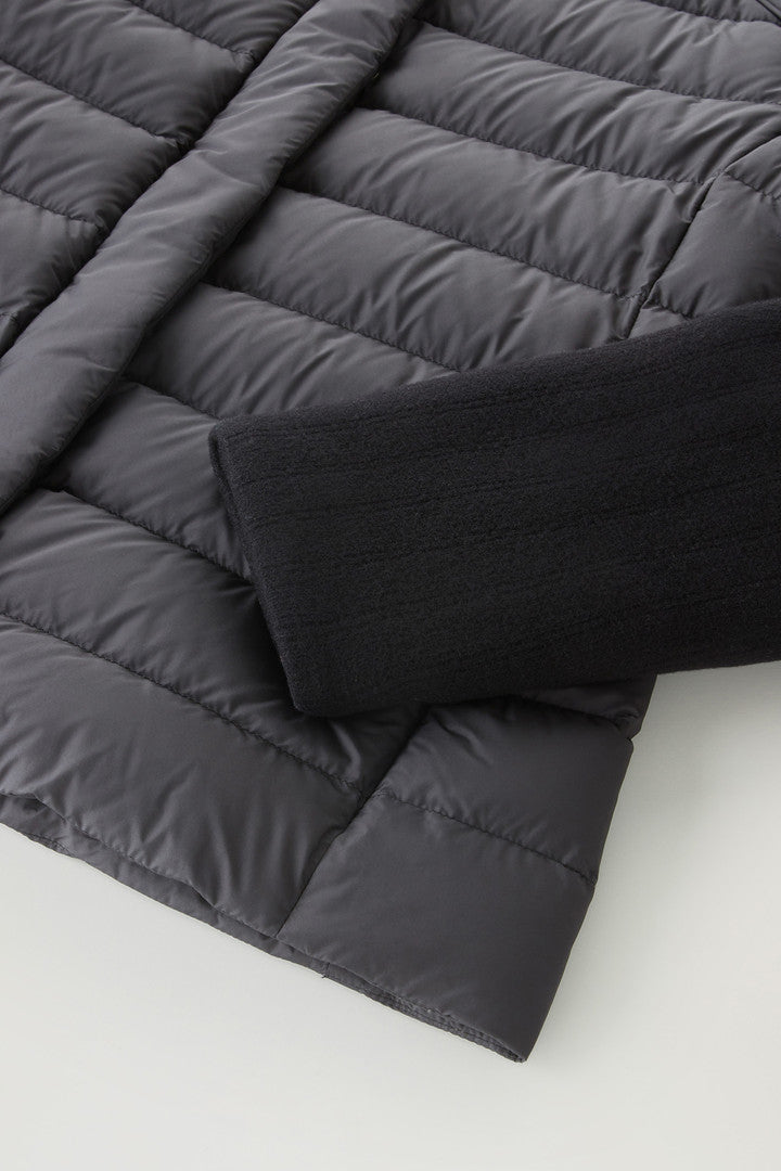 Lightweight Hybrid Ellis Down Jacket in Microfiber (Black) - Detail View 3