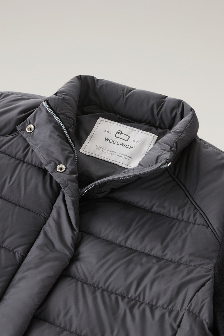Lightweight Hybrid Ellis Down Jacket in Microfiber (Black) - Detail View 1