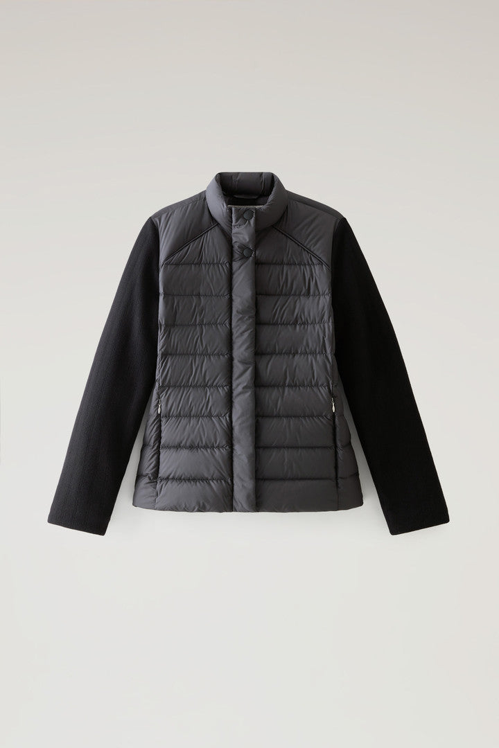 Lightweight Hybrid Ellis Down Jacket in Microfiber (Black) - Main View