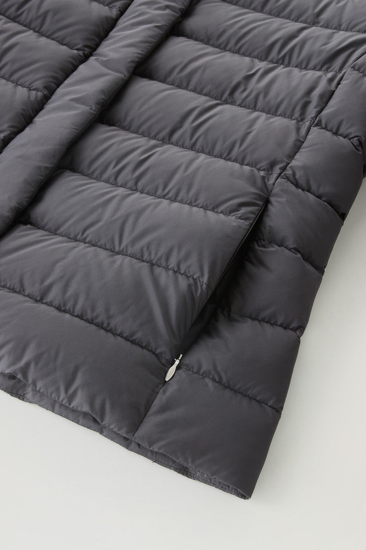 Lightweight Hybrid Ellis Down Jacket in Microfiber (Black) - Detail View 2