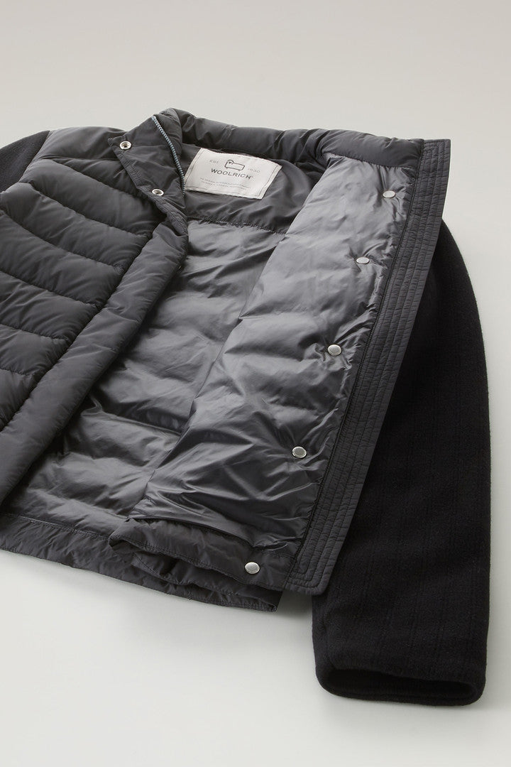 Lightweight Hybrid Ellis Down Jacket in Microfiber (Black) - Detail View 4
