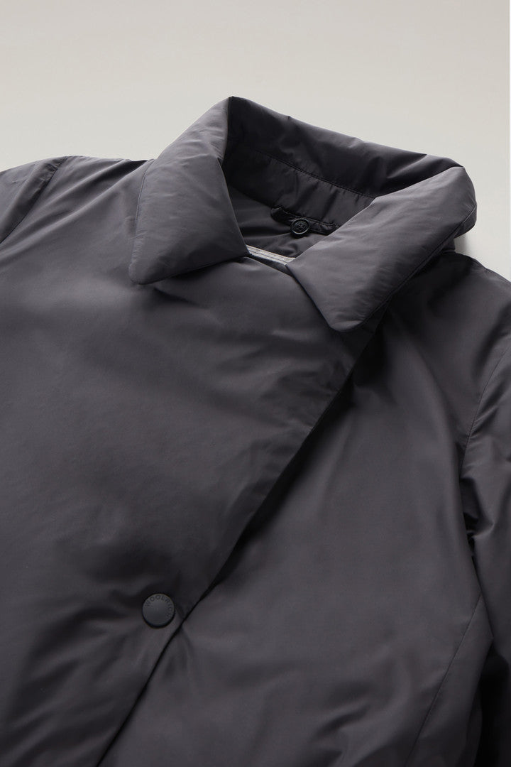 Microfiber Ellis Trench Coat with Detachable Hood (Black) - Detail View 2
