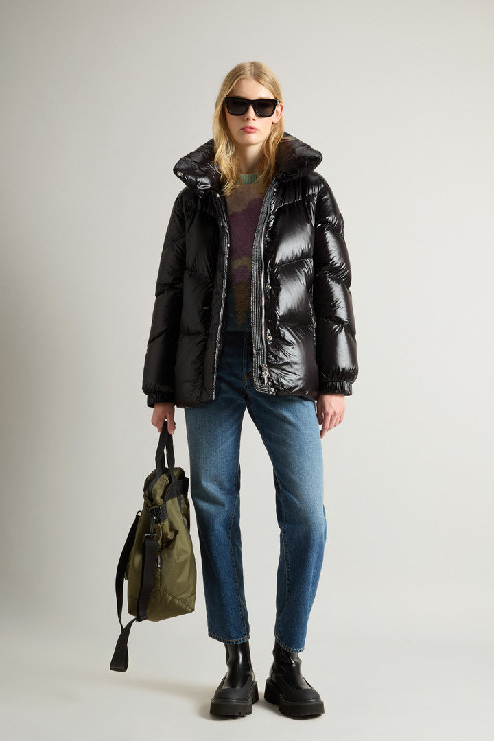 Aliquippa Down Jacket in Glossy Nylon (Amethyst) - Detail View 1
