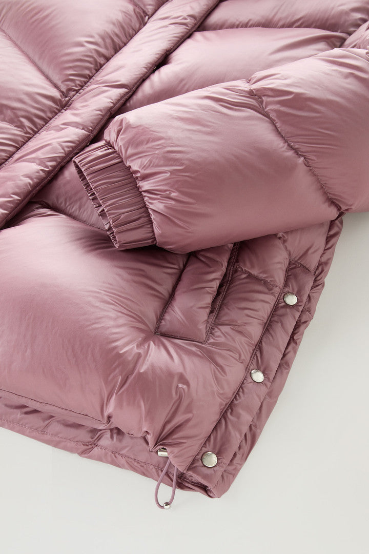 Aliquippa Down Jacket in Glossy Nylon (Black) - Detail View 4