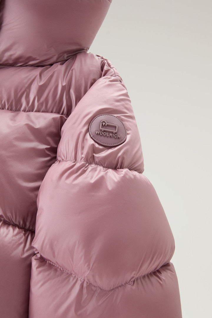 Aliquippa Down Jacket in Glossy Nylon (Amethyst) - Detail View 2