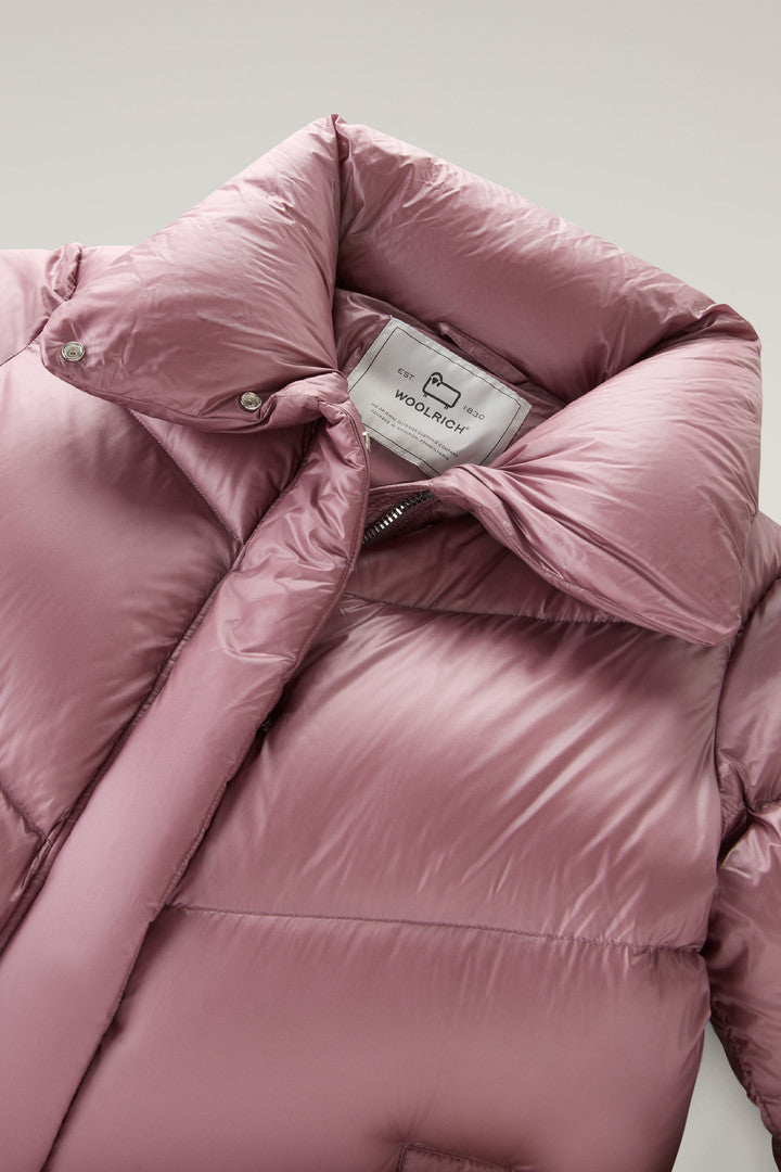 Aliquippa Down Jacket in Glossy Nylon (Black) - Detail View 2