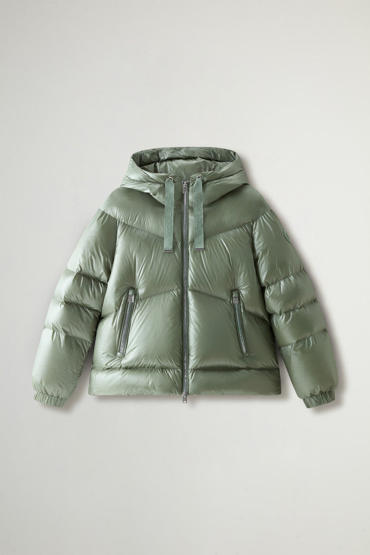 Aliquippa Short Down Jacket in Glossy Nylon (Tundra Grey) - Main View