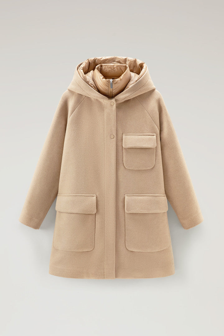 2-in-1 Sideline Parka in Manteco Recycled Wool Blend (Melton Blue) - Detail View 6
