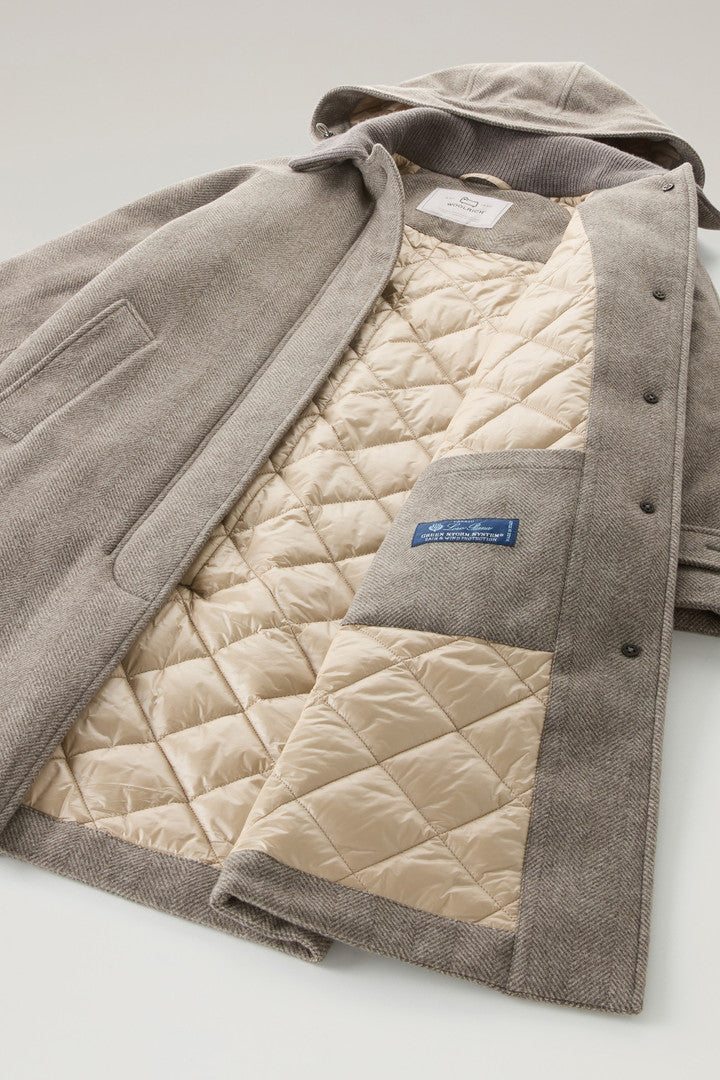 Pure Virgin Wool Coat Crafted with a Loro Piana Fabric (Light Taupe Herringbone) - Detail View 4
