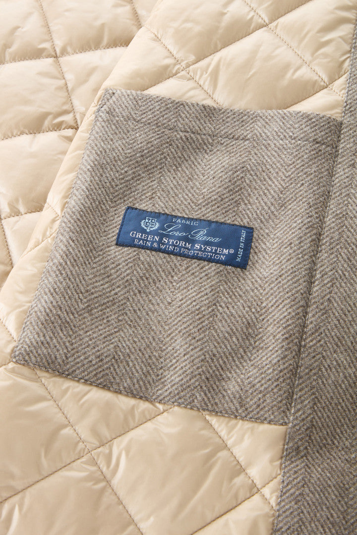 Pure Virgin Wool Coat Crafted with a Loro Piana Fabric (Light Taupe Herringbone) - Detail View 5