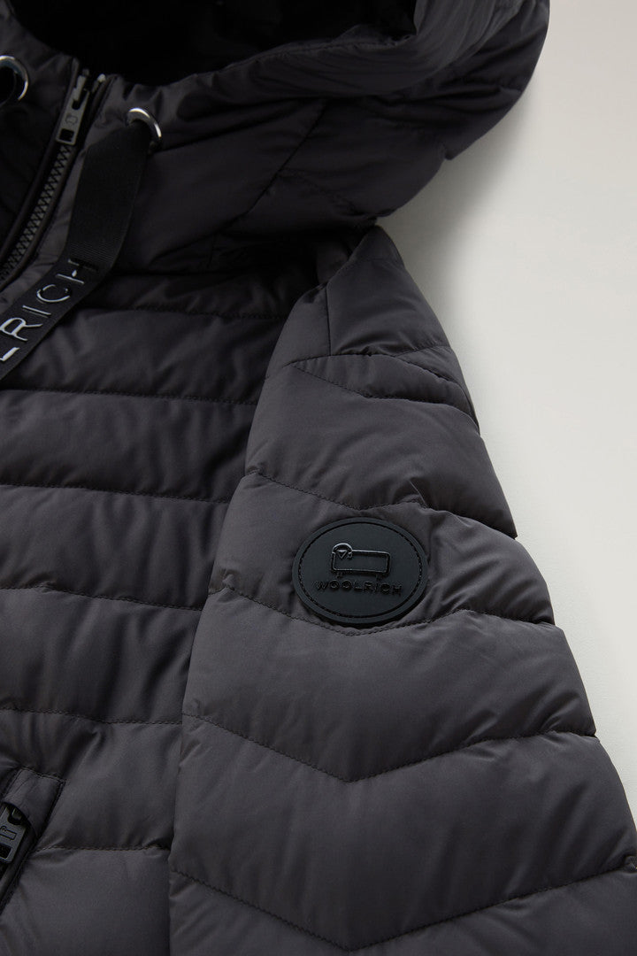 Microfibre Jacket with Chevron Quilting and Hood (Sage) - Detail View 3