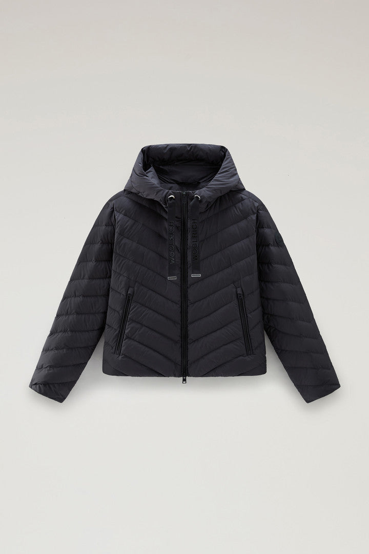 Microfibre Jacket with Chevron Quilting and Hood (Sage) - Detail View 1