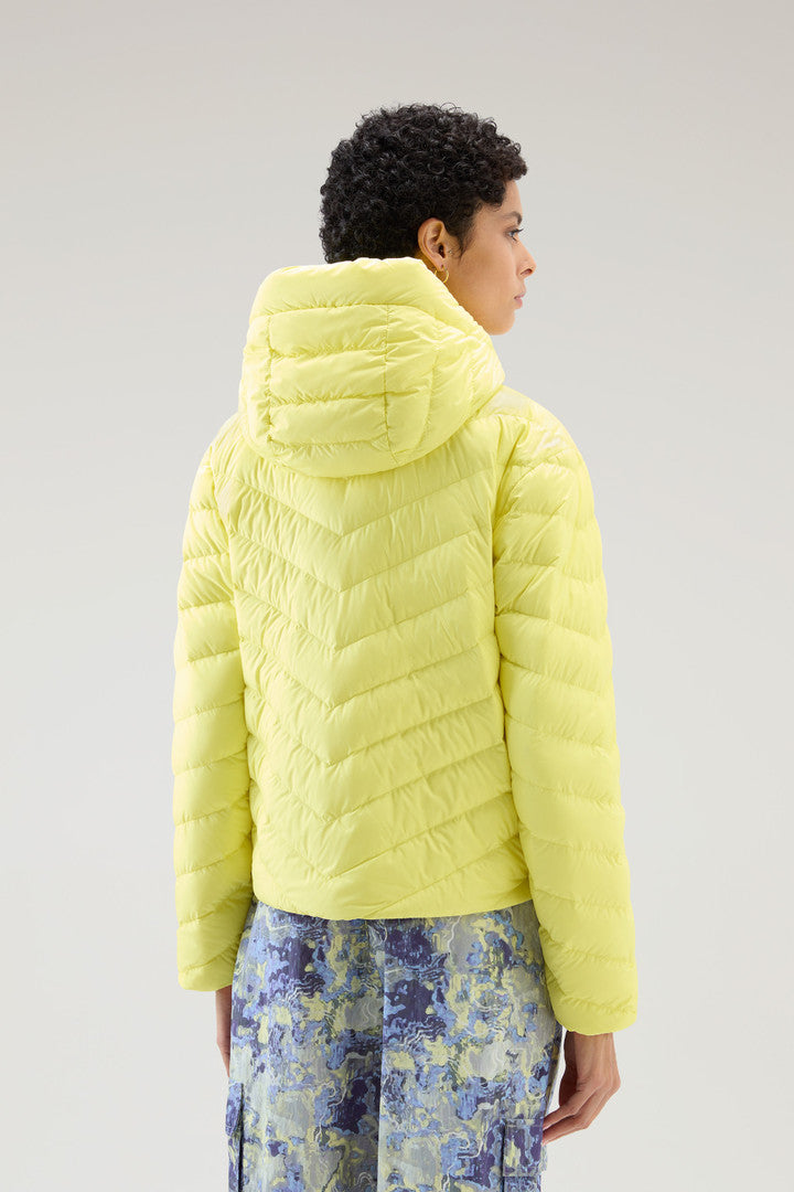 Microfibre Jacket with Chevron Quilting and Hood (Black) - Detail View 6