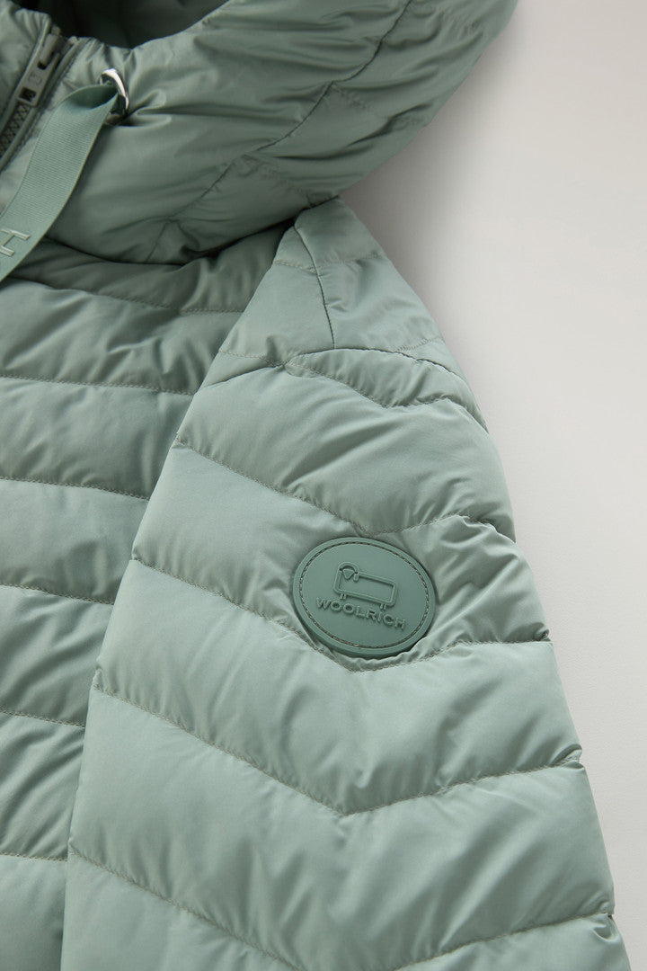Microfibre Jacket with Chevron Quilting and Hood (Black) - Detail View 7