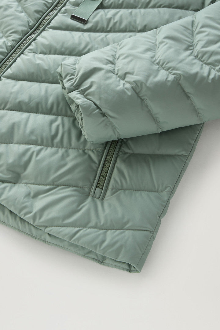 Microfibre Jacket with Chevron Quilting and Hood (Sage) - Detail View 3