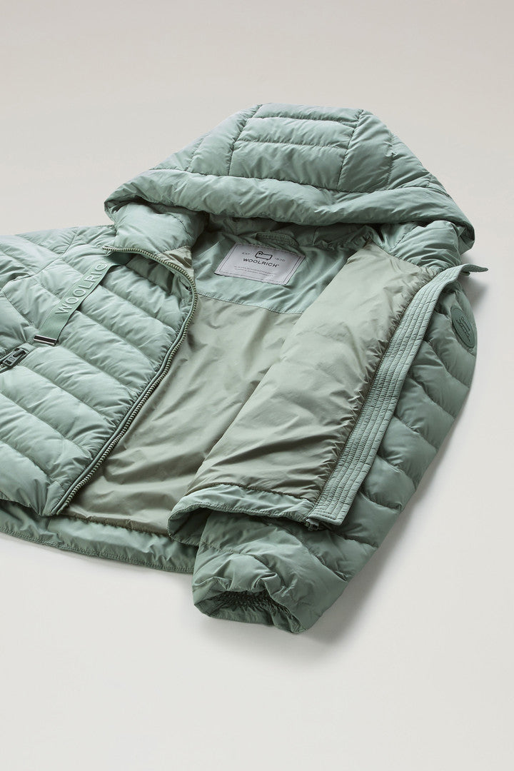 Microfibre Jacket with Chevron Quilting and Hood (Sage) - Detail View 5
