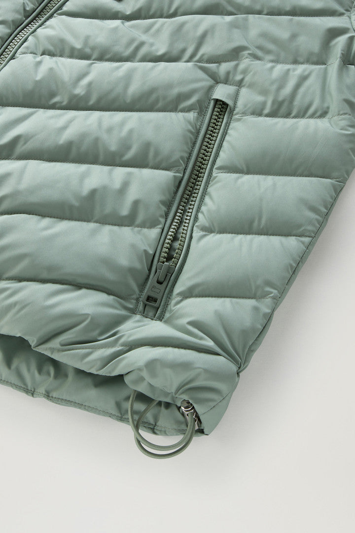 Microfibre Jacket with Chevron Quilting and Hood (Sage) - Detail View 4