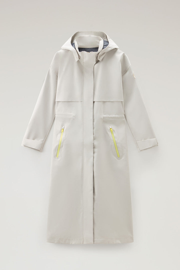 Waterproof Parka in Light Stretch Fabric with a Detachable Hood (Black) - Detail View 7