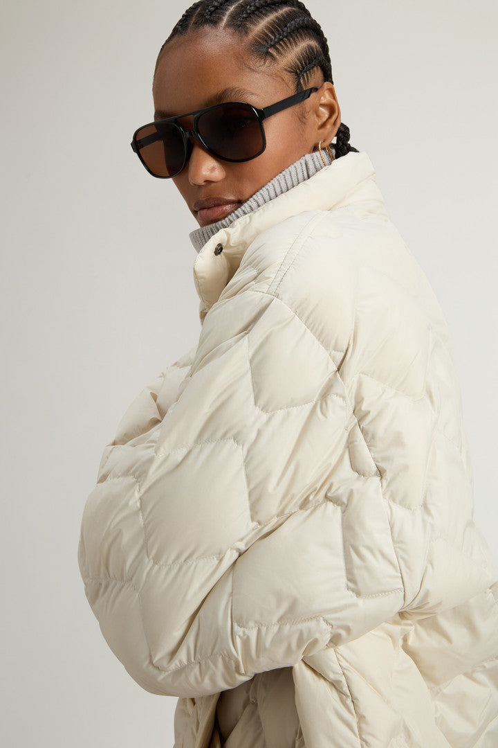 Heritage Cape Jacket in Microfiber with Removable Hood (Milky Cream) - Detail View 4