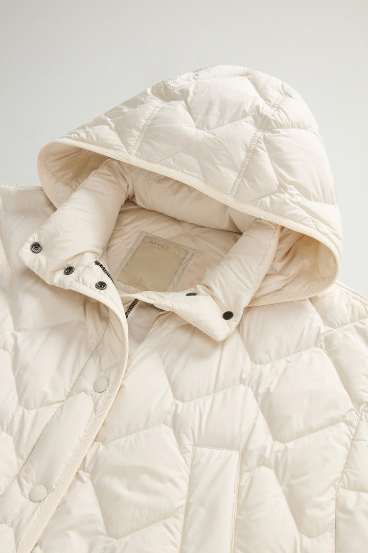 Heritage Cape Jacket in Microfiber with Removable Hood (Milky Cream) - Detail View 5