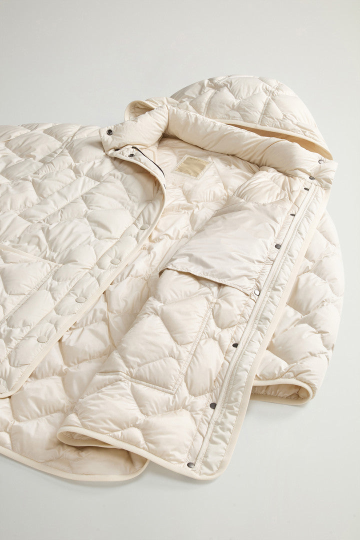 Heritage Cape Jacket in Microfiber with Removable Hood (Milky Cream) - Detail View 8