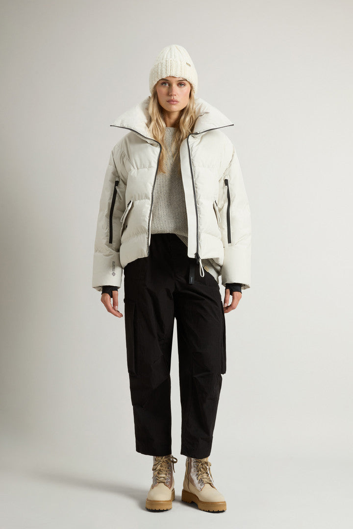 Down Jacket in WINDSTOPPER GORE-TEX (Milky Cream) - Detail View 1
